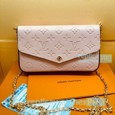 Strong Knockoff L---V Felicie Pink Leather Women's Chain Shoulder Bag